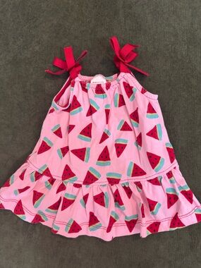 Hanna Andersson Pink Watermelon Print Dress with Red Straps